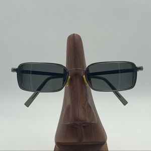 Vintage Easy Clip Gunmetal Rectangular Sunglasses